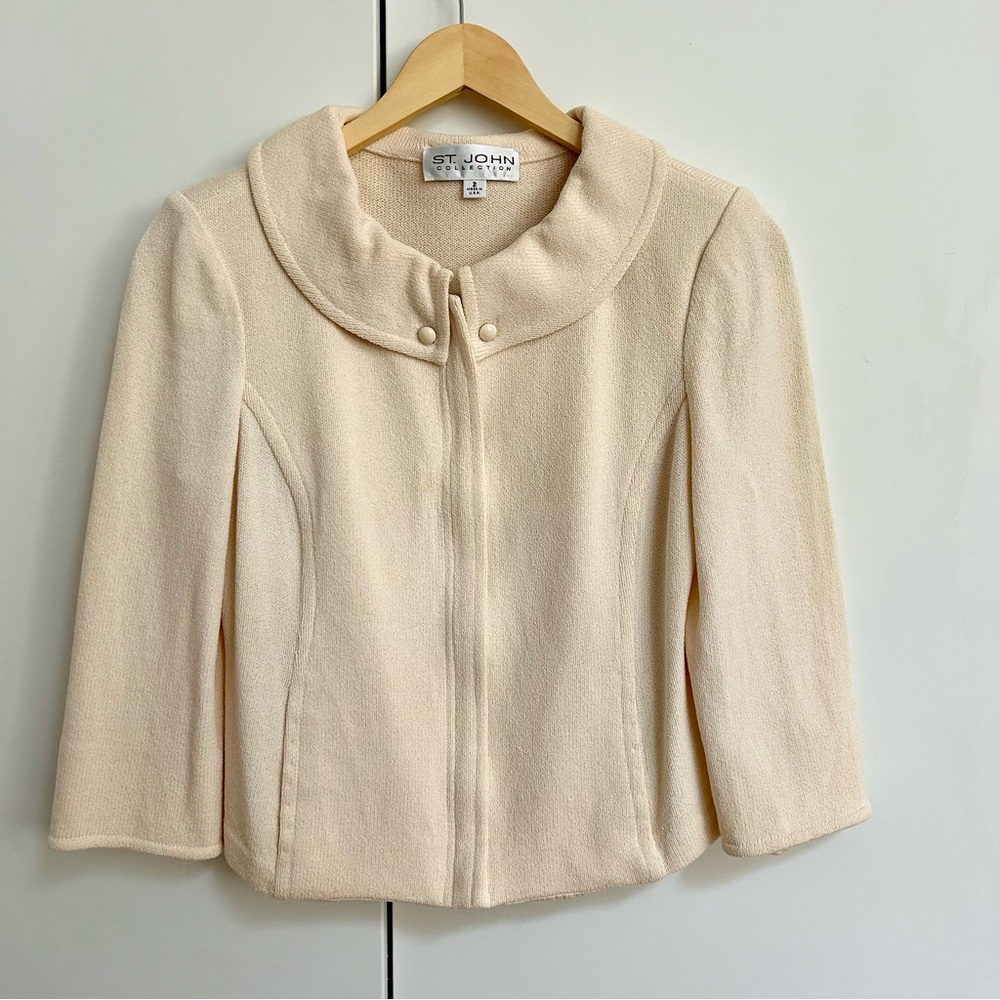 St. John Collection round collar cream suit jacket